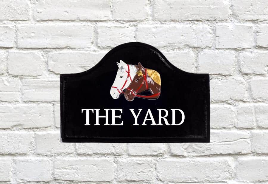 Twin Horse Heads House Sign 12" X 8"