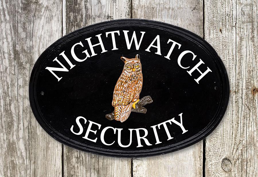 Owl Oval House Sign 16" X 11"