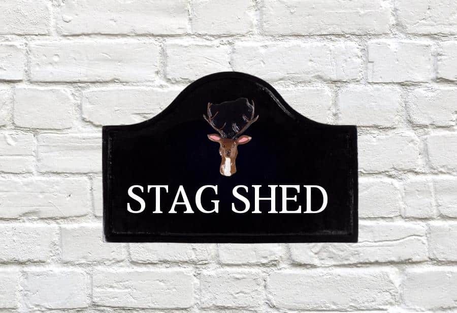 Stag's Head Cast Metal Sign 12" X 8"