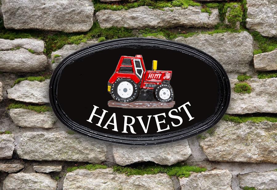 Tractor Oval House Sign 12" X 7"
