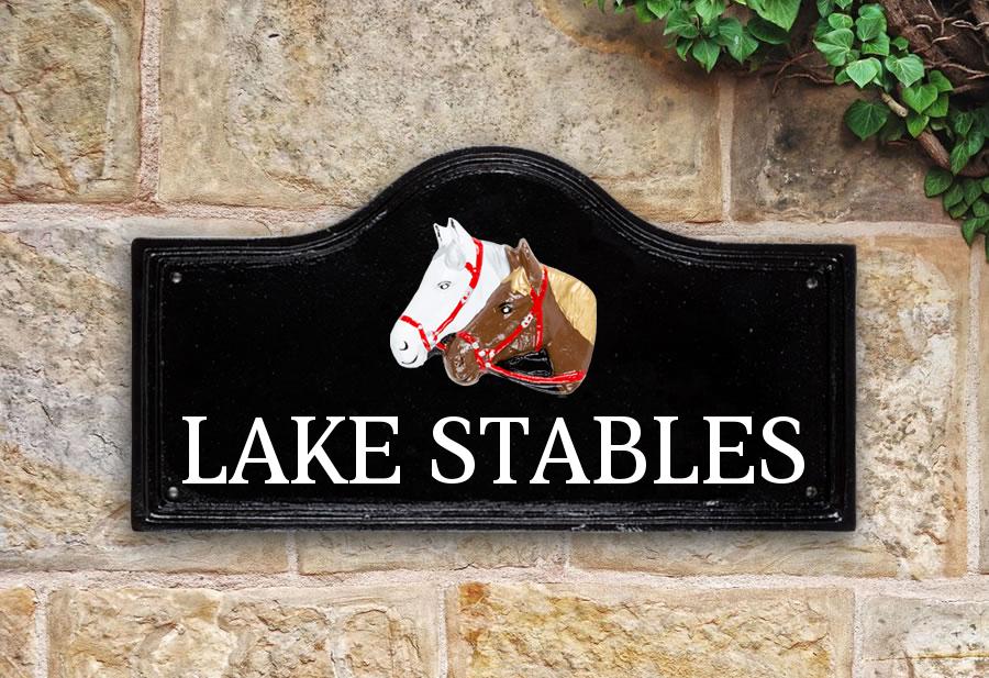 Twin Horse Head House Sign 15" X 8"