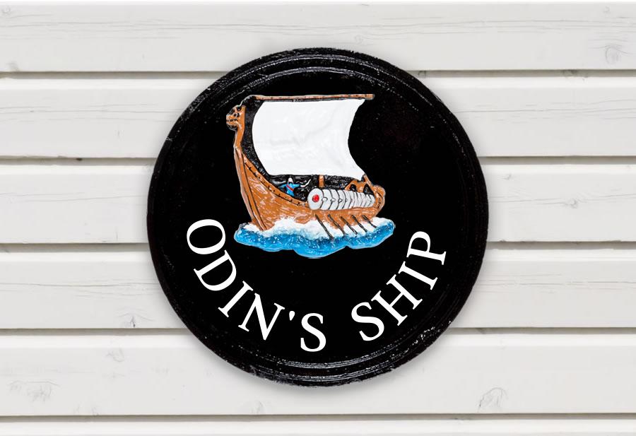 Viking Ship Round House Sign 10" Diameter