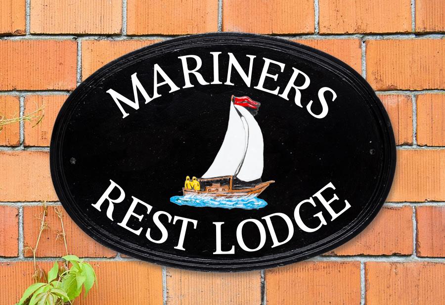 Yacht Oval House Sign 16" X 11"