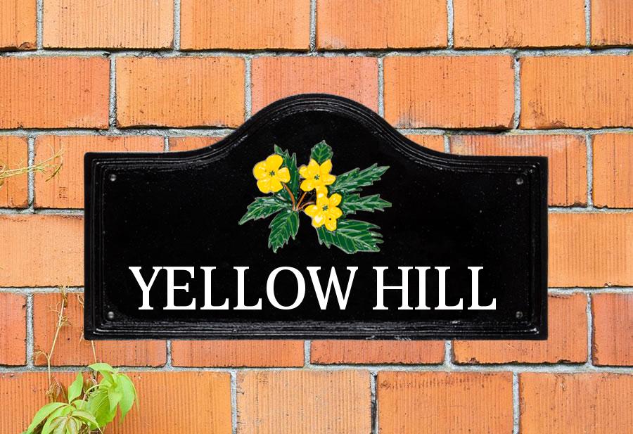 Yellow Wood House Sign 15" X 8"